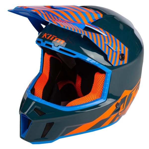  Klim Casca Moto Enduro F3 Carbon Off-Road Helmet ECE Illusion Striking Petrol
