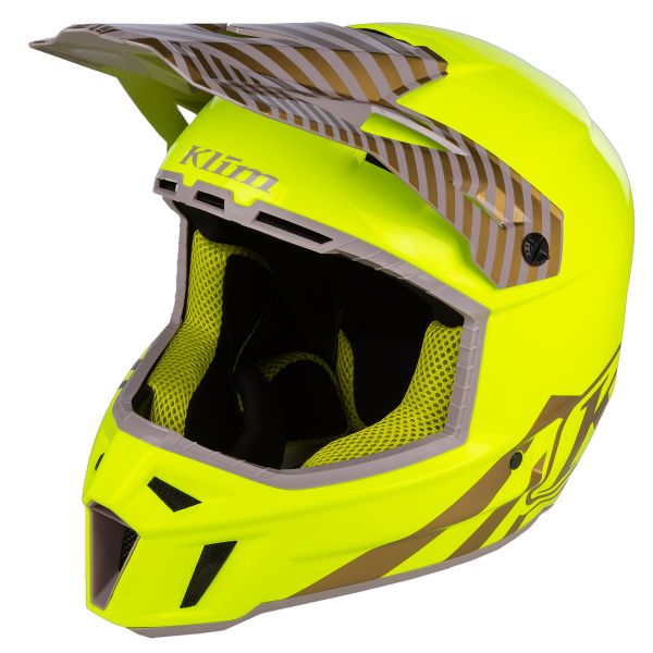  Klim Casca Moto Enduro F3 Carbon Off-Road Helmet ECE Illusion Yellow/Gold