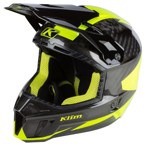 Helmets Klim Snowmobil Helmet F3 Carbon ECE Ripper Hi-Vis