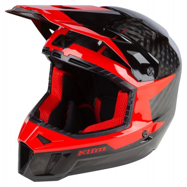 Casti Snowmobil Klim Casca Snowmobil F3 Carbon ECE Ripper High Risk Red