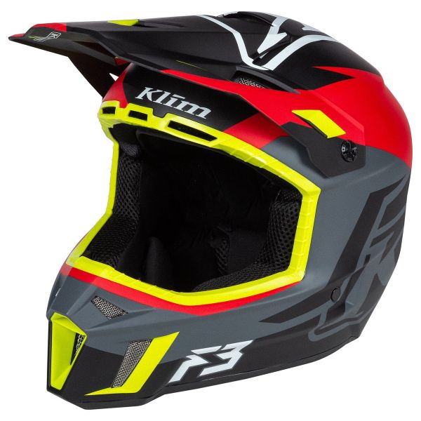 Casti Snowmobil Klim Casca Moto Enduro F3 Helmet ECE Tectonic High Risk Red