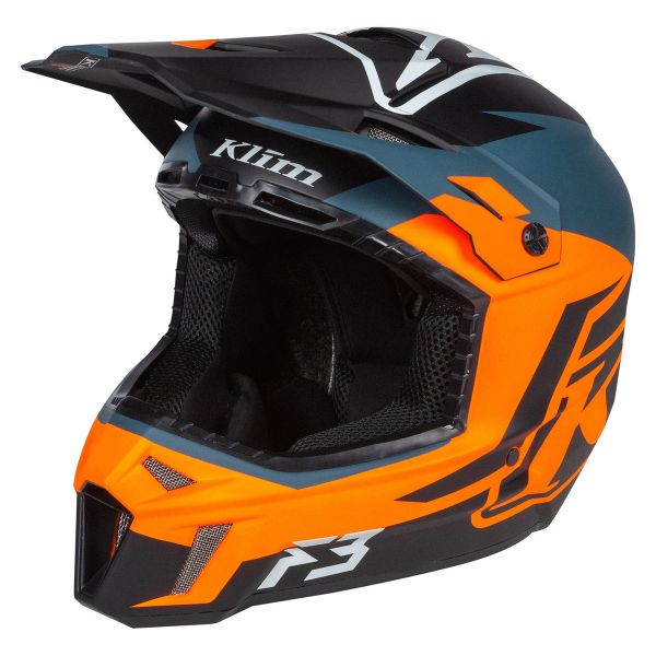 Casti Snowmobil Klim Casca Moto Enduro F3 Helmet ECE Tectonic Strike Orange