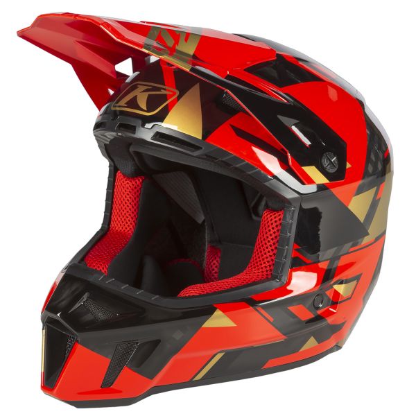 Helmets Klim F3 Carbon Snowmobil Helmet ECE Raid Fiery Red/Gold