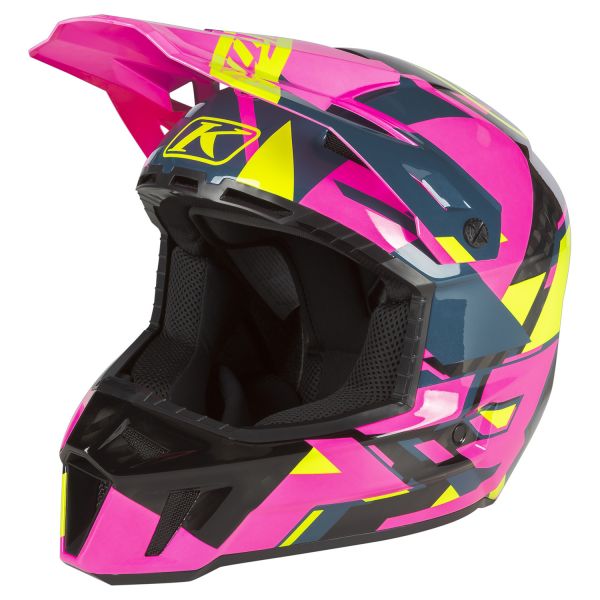 Helmets Klim F3 Carbon Snowmobil Helmet ECE Raid Knockout Pink/Hi-Vis