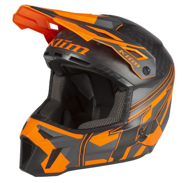 Helmets MX-Enduro Klim F3 Carbon Pro Snowmobil Helmet ECE Ascent Asphalt/Strike Orange