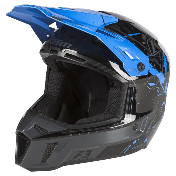 Helmets Klim F3 Snowmobil Helmet ECE Recoil Electric Blue Lemonade