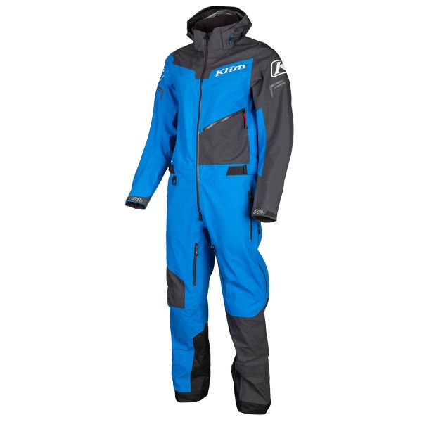  Klim Combinezon Snowmobil Non-Insulated Lochsa One-Piece Short Asphalt-Electric Blue Lemonade