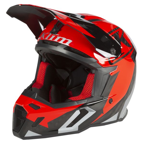 Helmets Klim F5 Helmet ECE Amp Fiery Red/Metallic Silver