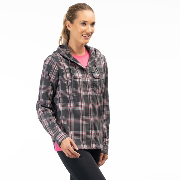 Casual jackets Klim Ginny Mountain Midweight Stretch Flannel Hoodie Asphalt/Punch Pink 24