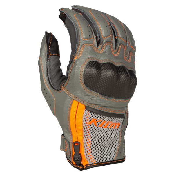  Klim Leather Moto Gloves Induction Cool Gray/Strike Orange