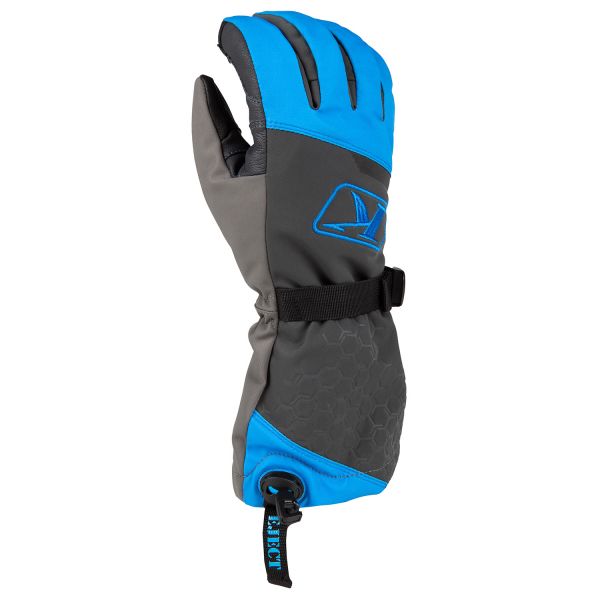 Gloves Klim Insulated Powerxross Gauntlet Snowmobil Glove Asphalt/Electric Blue Lemonade