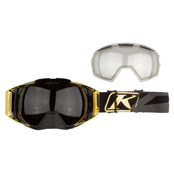  Klim Oculus Snowmobil Goggle Dissent Gold Smoke Polarized and Clear Lens