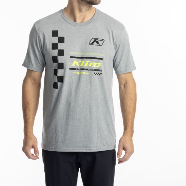 Tricouri/Camasi Casual Klim Tricou Checkered Flag Tri-blend Heathered Gray/Black 25
