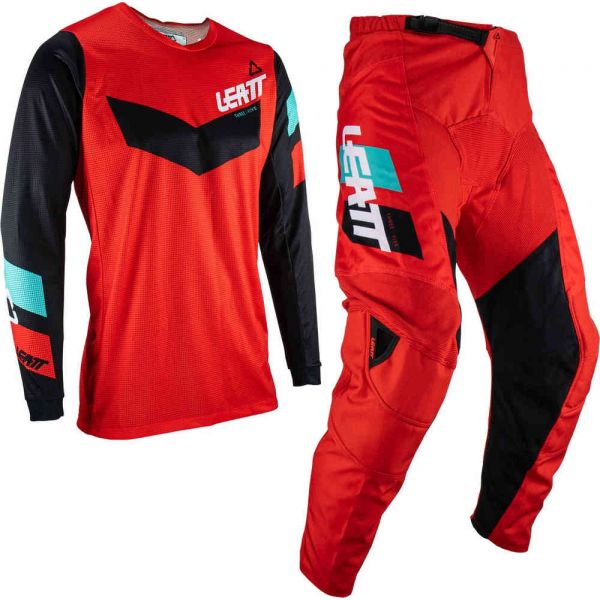  Leatt Combo Tricou + Pantaloni Ride Kit Moto 3.5 Red