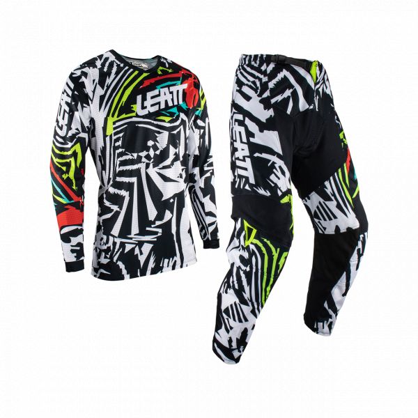  Leatt Combo Jersey + Pants Ride Kit Moto 3.5 Zebra