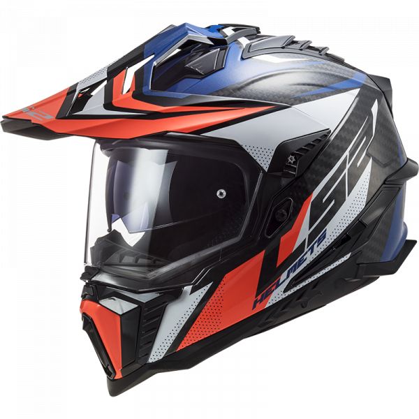 Touring helmets LS2 ATV Helmet MX701 Explorer Carbon Focus Gray/Blue/Red 23
