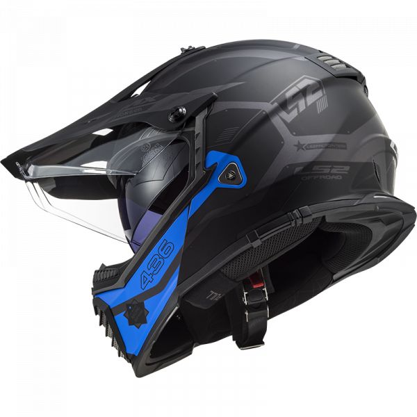  LS2 Atv Helmet MX436 Pioneer Evo Cobra Matt Black Blue