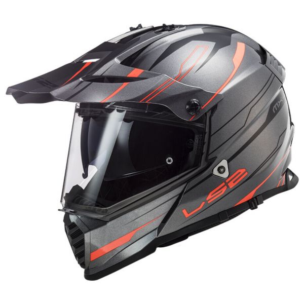 ATV Helmets LS2 Atv Helmet MX436 Pioneer Evo Knight Titanium Orange