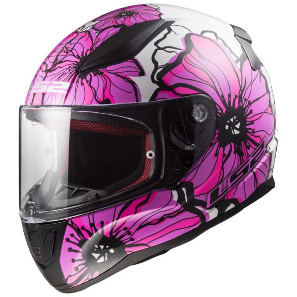  LS2 Full-Face Motorcycle Lady Helmet FF353 Rapid Poppies Pink
