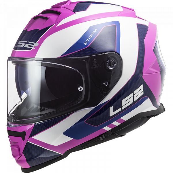  LS2 Full-Face Motorcycle Lady Helmet FF800 Storm Techy Gloss White Pink