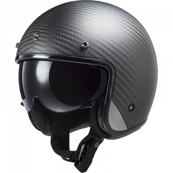 Jet helmets LS2 Open Face Moto Helmet OF601 BOB Carbon Black 23
