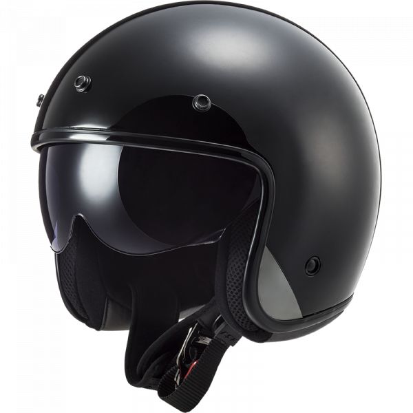 Jet helmets LS2 Open Face Moto Helmet OF601 BOB Solid Black Matt 23