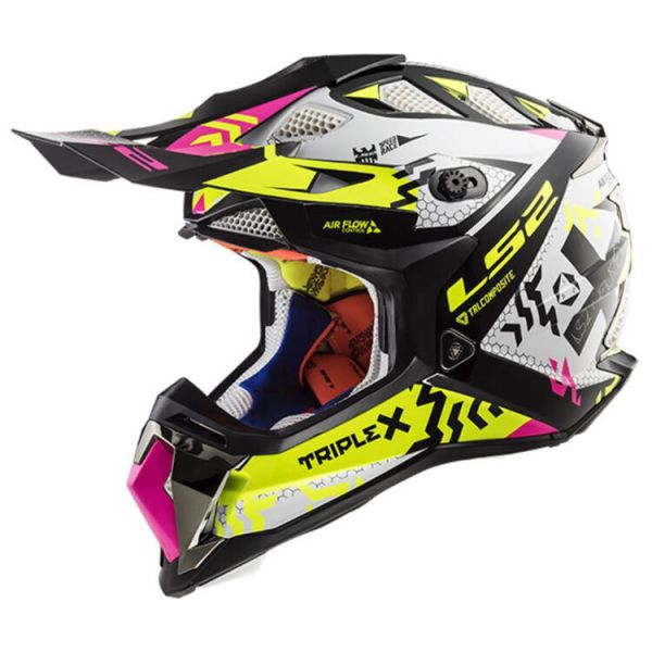 Helmets MX-Enduro LS2 MX Motorcycle Lady Helmet MX470 Subverter Black Pink H-V Yellow