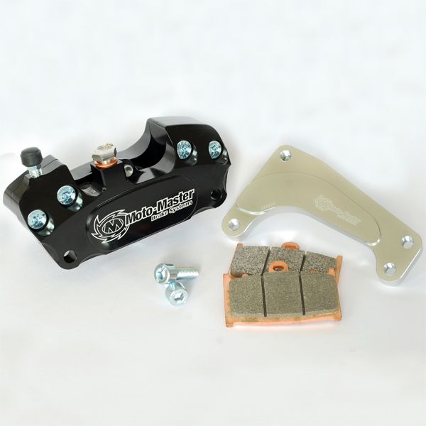 Brake Upgrade Kit Motomaster Brake Caliper Kit 4 Piston Caliper + Adaptor Supermoto Racing Black - 210015