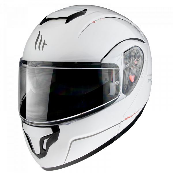  MT Helmets Casca Moto Flip-Up Atom SV Solid Gloss Pearl White