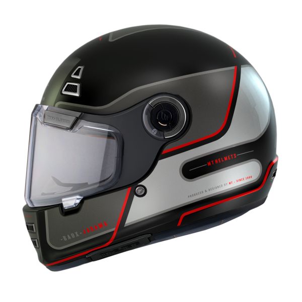  MT Helmets Casca Moto Full-Face Jarama Baux E15 Retro Cafe Racer Red Matt 2023 