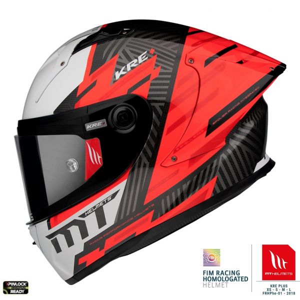 Full face helmets MT Helmets Full-Face Moto Helmet KRE+ Carbon Projectile Brush A5 Red/Black