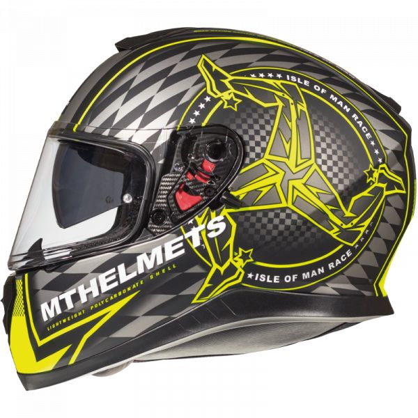  MT Helmets Casca Moto Full-Face Thunder 3 SV Isle of man A3 Matt Fluor Yellow