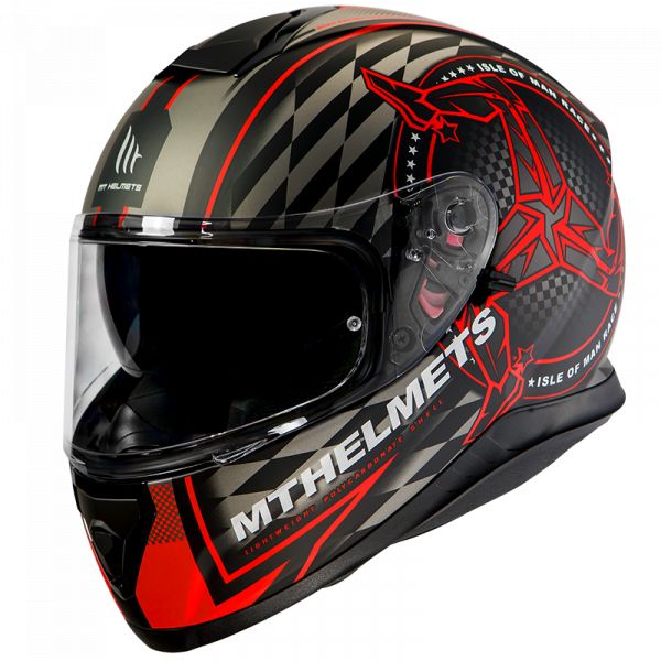  MT Helmets Casca Moto Full-Face Thunder 3 SV Isle of man B5 Matt Fluor Red