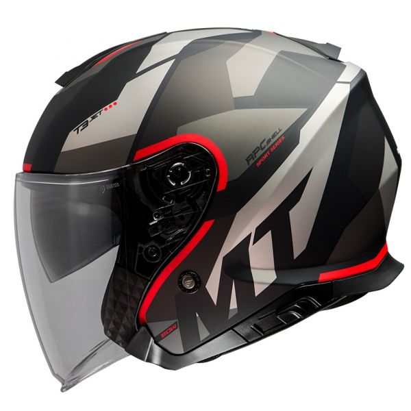  MT Helmets Jet Moto Helmet Thunder III SV Jet Bow A5 Grey/Red