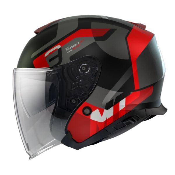 Casti Moto Jet (Open Face) MT Helmets Casca Moto Open-Face/Jet Street Thunder 3 SC Silton B5 Red Matt 24