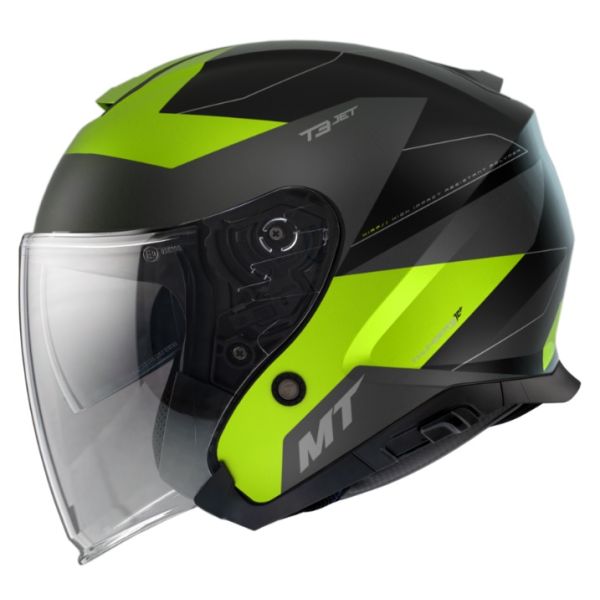 Jet helmets MT Helmets Open Face Moto Helmet Thunder 3 SV Jet Cooper A3 Galben Fluor Mat
