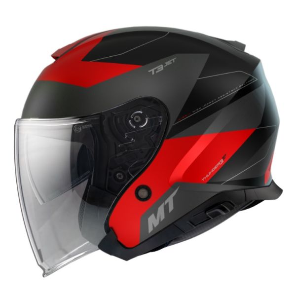 Jet helmets MT Helmets Open Face Moto Helmet Thunder 3 SV Jet Cooper A3 Rosu Mat