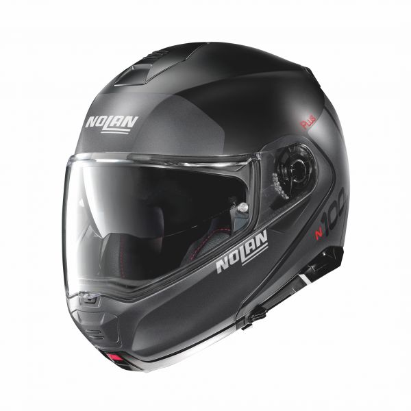 Flip up helmets Nolan Flip-Up N 100-5 Plus Distinctive N-Com Flat Black Helmet