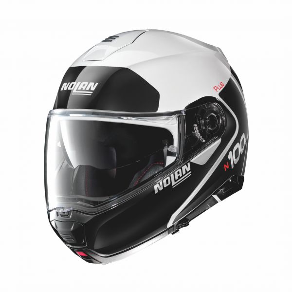Flip up helmets Nolan Flip-Up N 100-5 Plus Distinctive N-Com Metal White Helmet