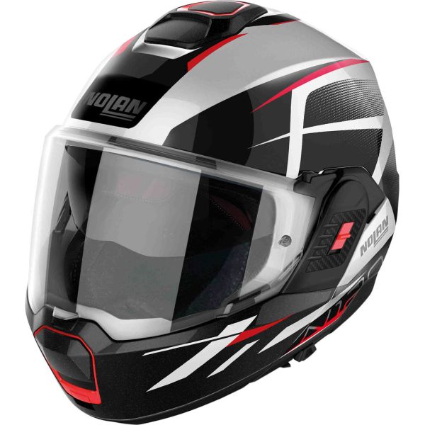Flip up helmets Nolan Flip-Up Moto Helmet N120-1 06 Nightlife N-Com Metal White Red/Black 24