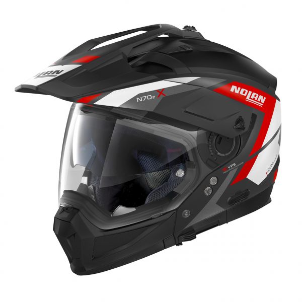 Full face helmets Nolan Crossover N 70-2 X Grandes Alpes Flat Black/Red Helmet