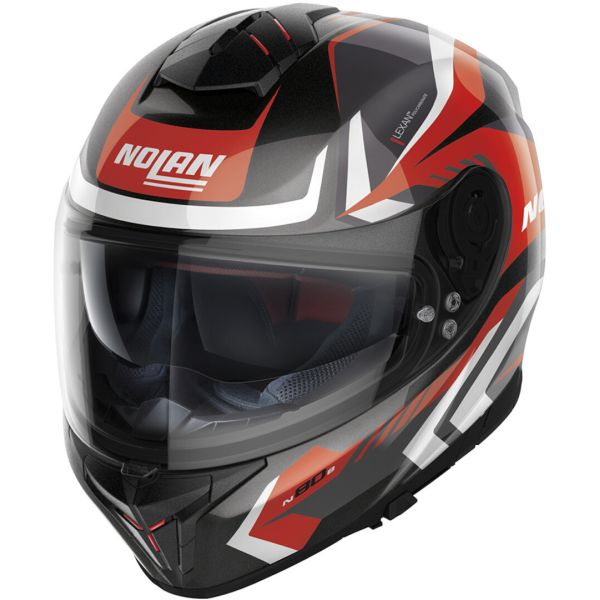 Full face helmets Nolan Full-Face Moto Helmet N80-8 Rumble N-Com Metal Black Red/White 24