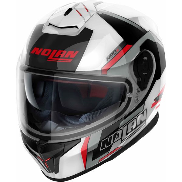 Full face helmets Nolan Full-Face Moto Helmet N80-8 Wanted N-Com Metal Wite Red/Black/Silver  24