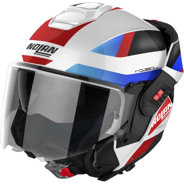 Flip up helmets Nolan Flip-Up Moto Helmet N120-1 06 Subway N-Com Metal White Blue/Red/Black 24 