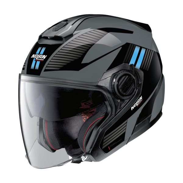 Casti Moto Jet (Open Face) Nolan Casca Moto Jet N40-5 Crosswalk N-Com Slate Grey Black/Light Blue 24