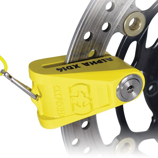 Anti theft Oxford Alpha xd14 stainless disc lock (14mm pin) yellow
