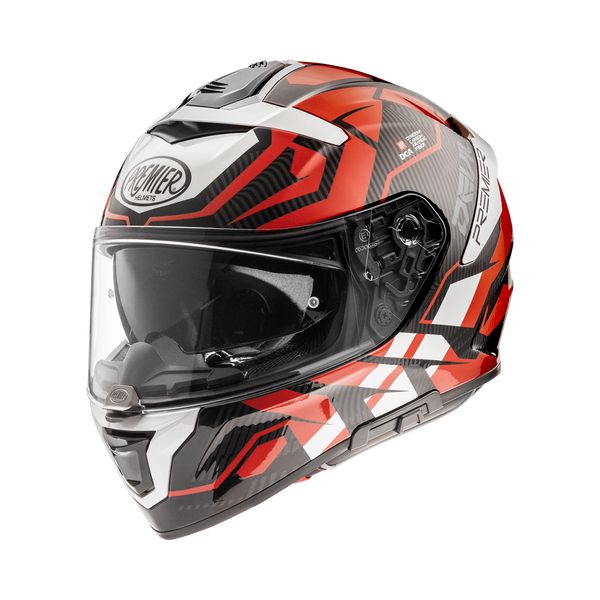 Full face helmets Premier Helmets Full-Face Moto-Helmet Devil JC 92 Glossy Red/Black/White 2024