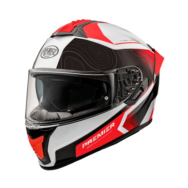 Full face helmets Premier Helmets Full-Face Moto-Helmet Evoluzione DK 2BM White/Red 2024
