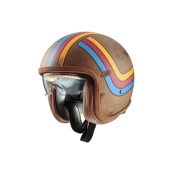 Casti Moto Jet (Open Face) Premier Helmets Casca Moto Open-Face/Jet Vintage Plat Edit BOEXBM Matt Brown Blue/Red 2024