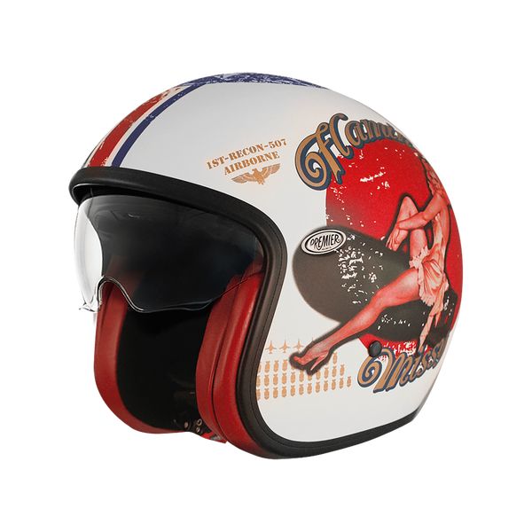  Premier Helmets Casca Moto Open-Face/Jet Vintage PU 8BM Matt Red/Black 2024